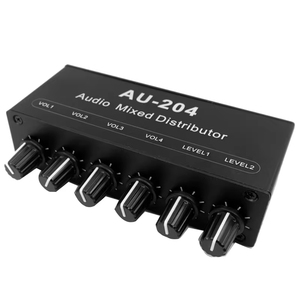 AU-204 Stereo <strong>Audio</strong> Mixer Distributor Signal Selector Switcher 2 <strong>Input</strong> 4 <strong>Output</strong> Aux 3.5 MM Individually Controls Amplifier - Product Image 6