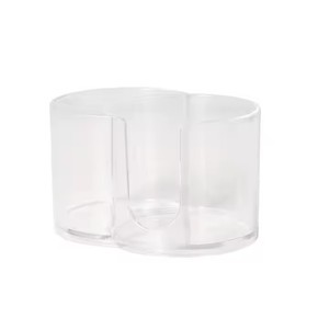 2合1台式储物盒，用于棉签和卸妆塑料双孔组合粉扑储物罐 - Product Image 6