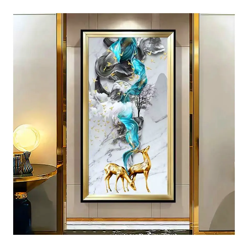 Lujo moderno europeo gran marco abstracto ciervo pared arte pintura decoración paisaje para sala de estar dormitorio decoración del hogar