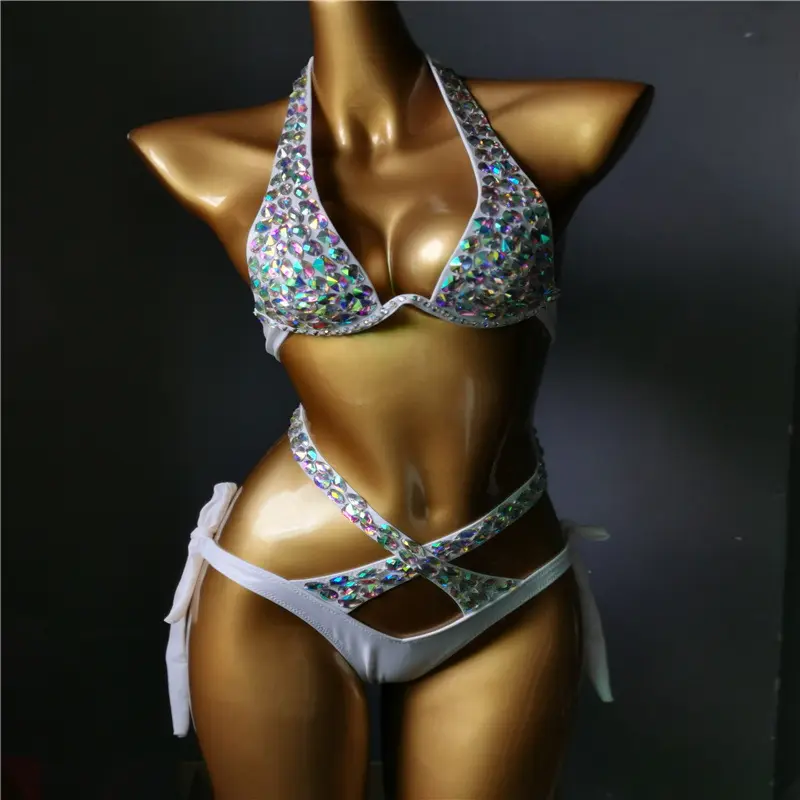 Novance maiô feminino com miçangas, traje de carnaval sexy, joias, fio dental, roupa íntima feminina, 2021