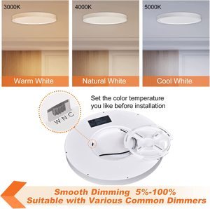 3CCT <strong>LED</strong> Ceiling Light for Living Room Lighting Fixture 3000LM Dimmable 12Inch 24W Surface Mount <strong>LED</strong> Panel Light - Product Image 3