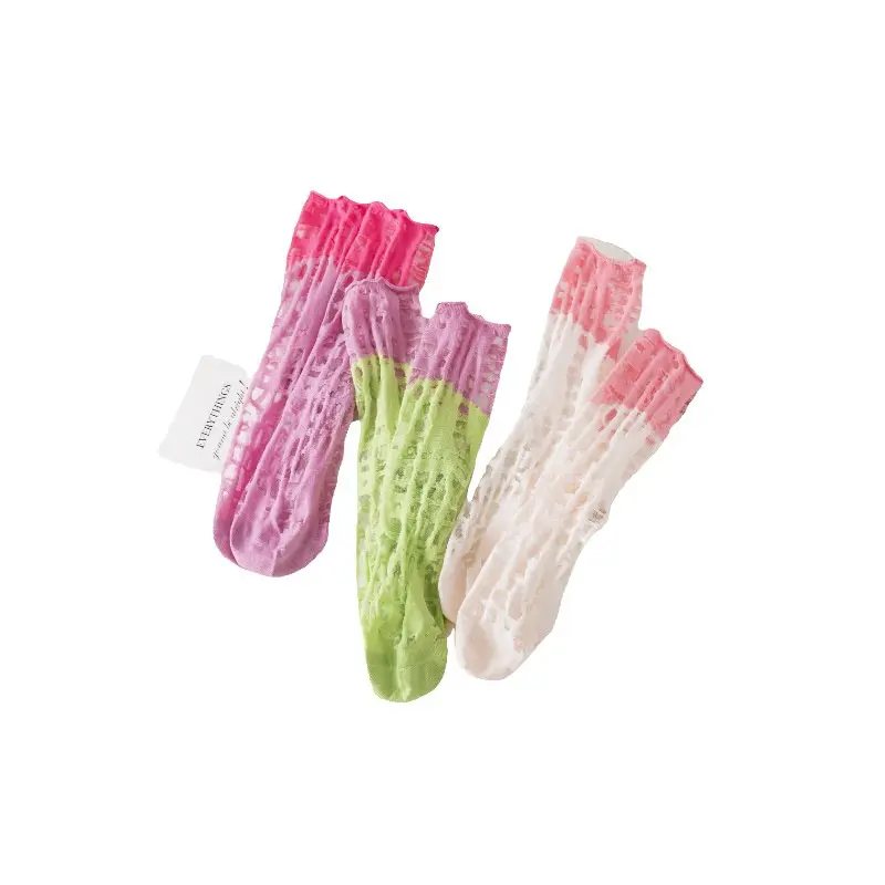 Meias femininas de nylon respirável de tubo médio com logotipo, fio de vidro fino e combinação multicoloridas, meias de pilha de alta qualidade por atacado