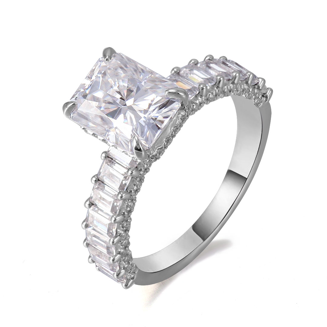 Bague moissanite en or massif 14 carats véritable