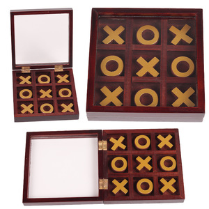 Toptan Tic-Tac-Toe satranç kapaklı tasarım kurulu oyunu yüksek kalite ahşap XO satranç - Product Image 1