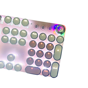 Teclado mecánico retroiluminado de dos colores para juegos, Teclado mecánico retroiluminado para ordenador, notebook, con cable, rosa y blanco - Product Image 5