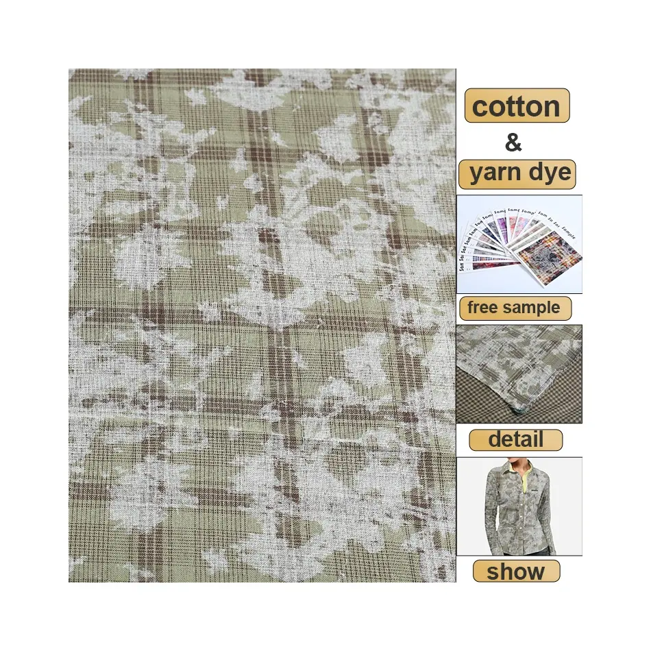 % 100 la tela teñida de hilo de algodón admite patrones de rayas de servicio personalizado tela de algodón a cuadros tela de franela a cuadros