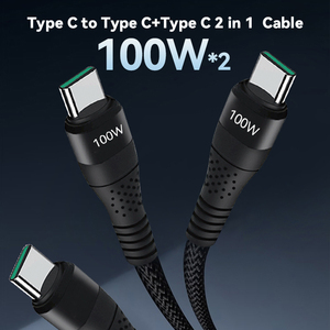 มุ่งใหม่2 in 1 100W สายดาต้ามัลติฟังก์ชั่น C ถึง C รองรับการถ่ายโอนข้อมูลอย่างรวดเร็วสายเคเบิลข้อมูล100W - Product Image 4