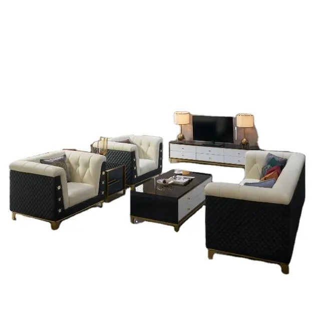 Design em aço inoxidável Real Francesa europeia sofá/sofá de Luxo fivela de flor decoração Sala de estar Mobiliário