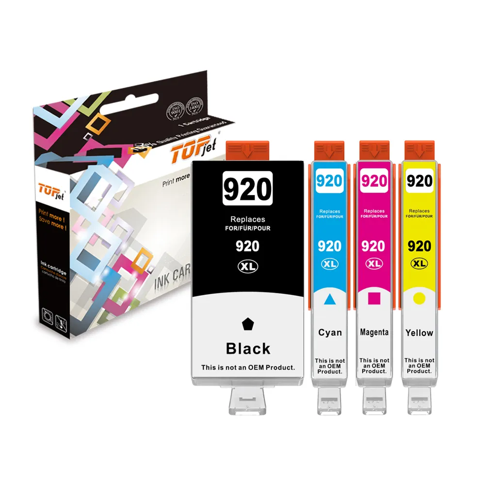 Topjet 920XL 920 XL CB051A CB815A CB057A Color Ink Cartridge Compatible For HP HP920 Officejet 6000 6500 E709 Inkjet Printer