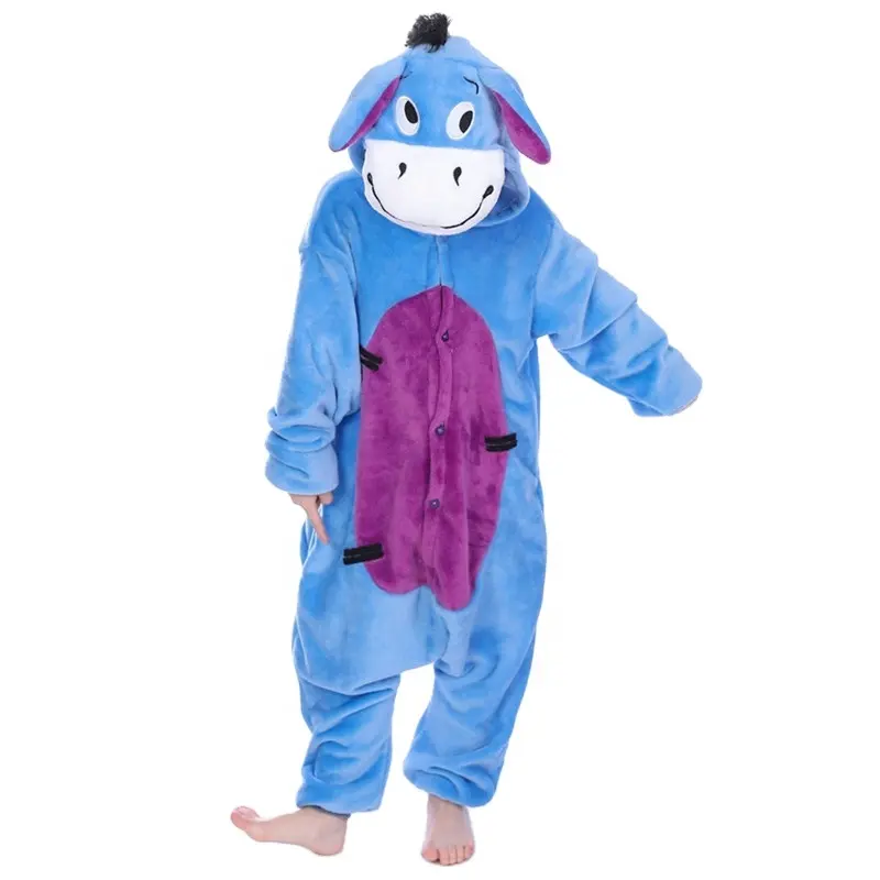Suave franela dibujos animados Anime Animal pijama burro disfraz para adultos Halloween Cosplay puesta en escena polar ropa de fiesta