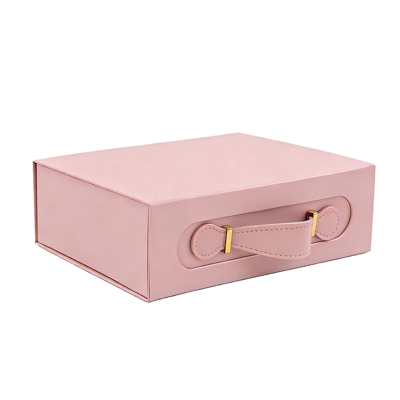 Caja rosa con tapa abatible