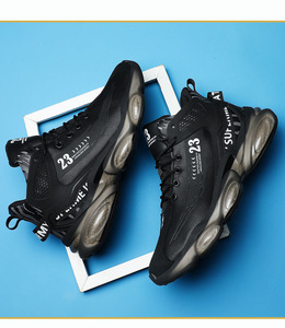 Mùa xuân mới của nam giới thoáng khí da cao-top Giày bóng rổ thể thao chạy Sneakers với chiều cao tăng thiết kế - Product Image 4