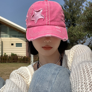 Simple Design Light and Portable Custom Baseball <strong>Cap</strong> with Five-pointed Star Pattern Suitable for Both Men and Women - Product Image 4