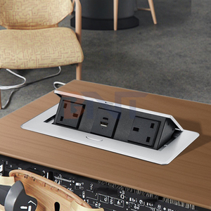Custom Pop-Up Electric Power Socket with 2 AC Outlets <strong>UK</strong> Plug Flush <strong>Mount</strong> Design for Tabletop Meeting &amp; Conference Tables - Product Image 1