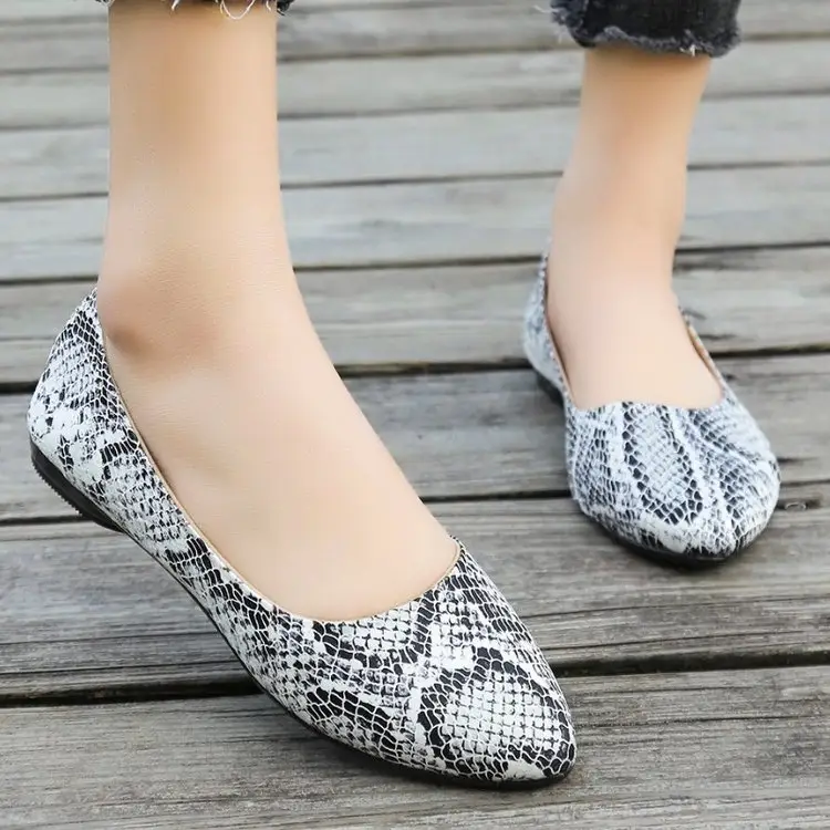 Zapatos de ballet de tacón bajo con diseño de serpiente, bailarinas planas, suaves y plegables, informales