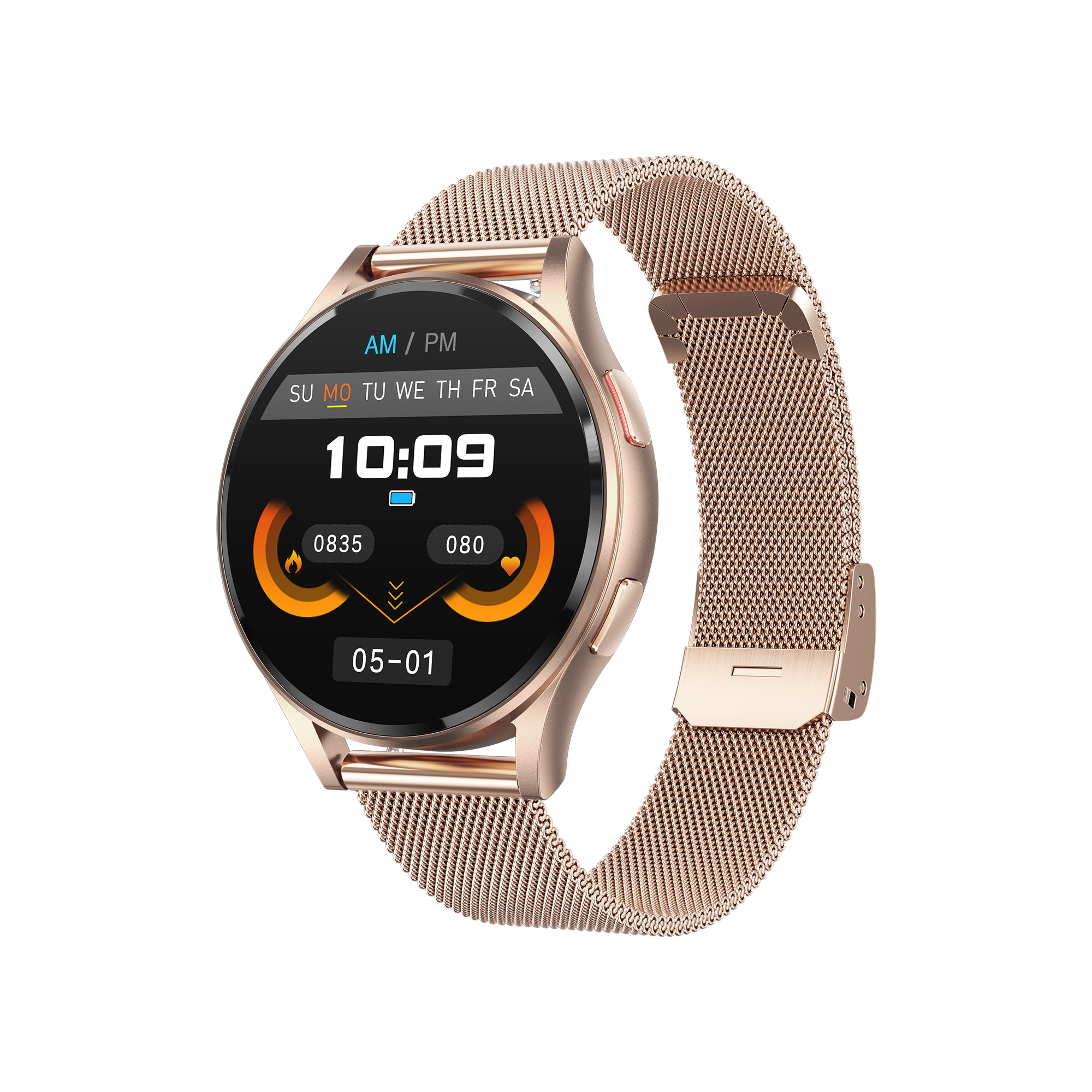 Black case, steel strap