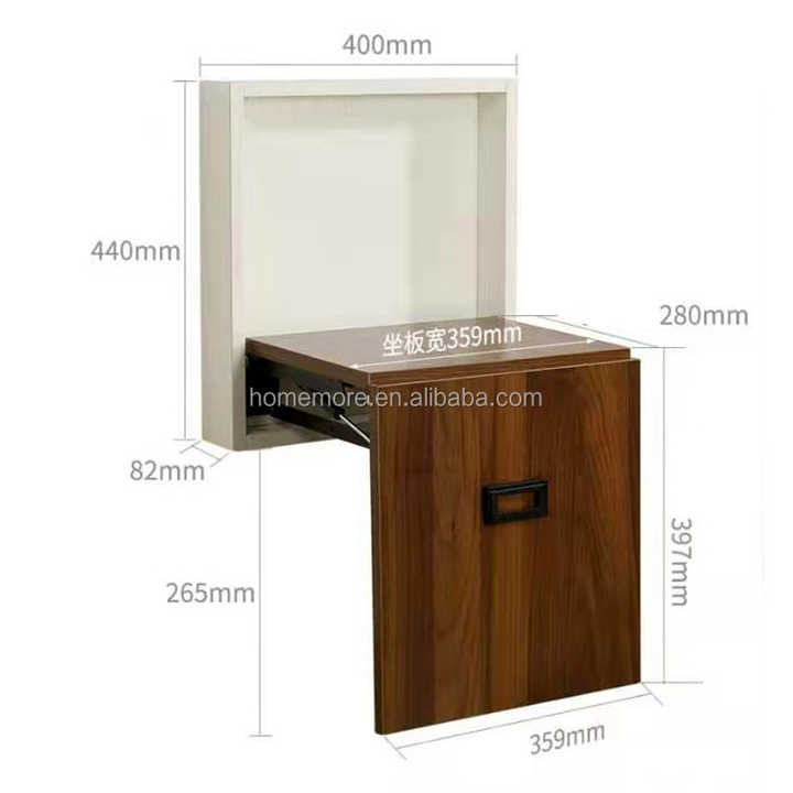 Modern Hallway Furniture Space Saving Invisible Porch Brown White Wooden Wall Mounted hang Folding Wall Chair for Apartment