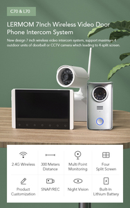 Lermom C70-L70 7inch Touch Screen RF2.4G <strong>Wireless</strong> <strong>Video</strong> <strong>Intercom</strong> <strong>System</strong> for Villas IR Night Vision 4 CCTV 300 Meters Distance - Product Image 2