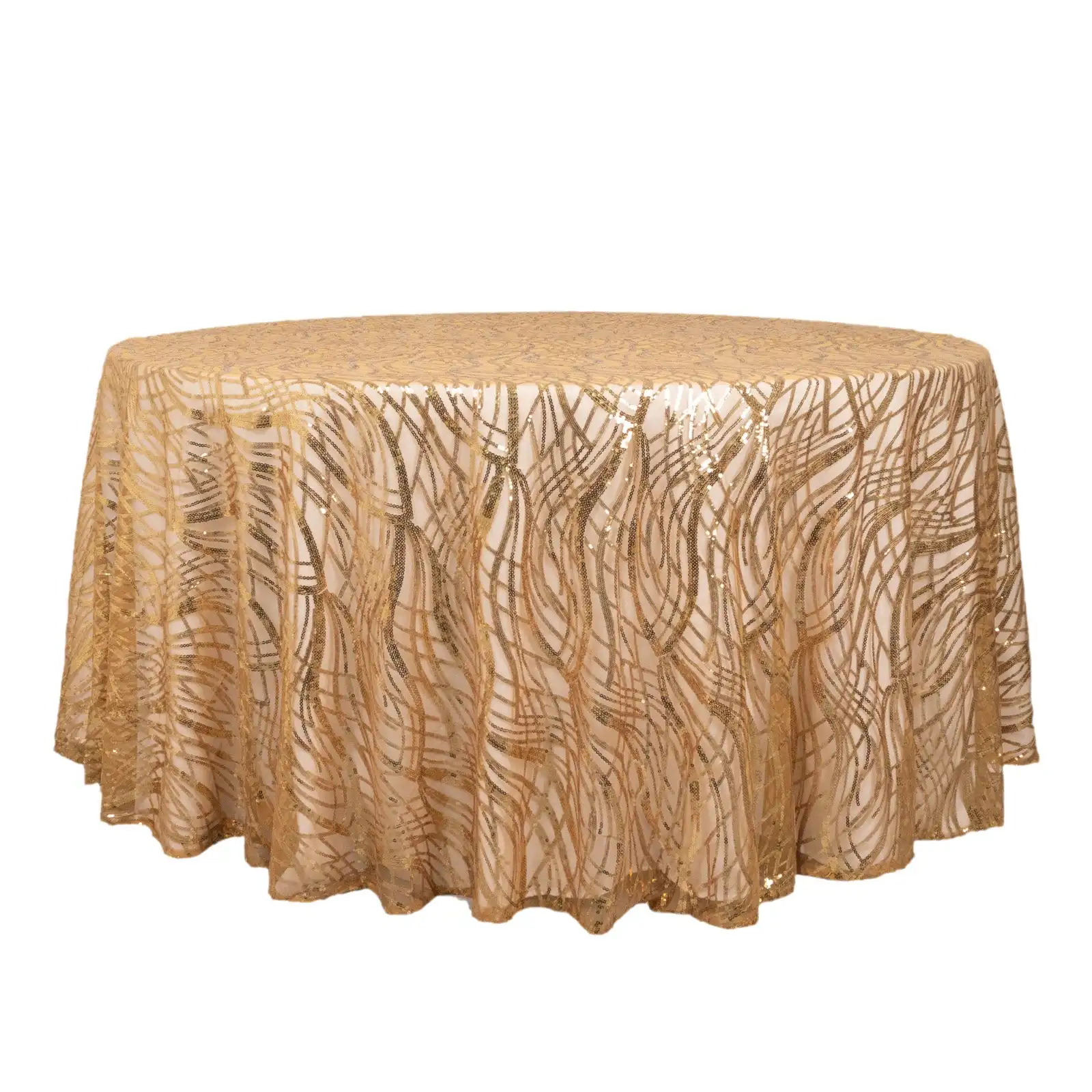 luxurious gold embroidered glittered sequin lace table cloth for wedding