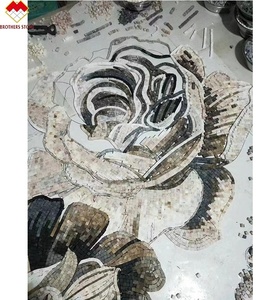 Tùy chỉnh đá cẩm thạch khảm bức tranh tường gạch bóng kết thúc cho trang trí nội thất cho phòng nội thất sử dụng hoa gạch khảm đá cẩm thạch - Product Image 5