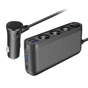 3路点烟器插座分路器电压表快速充电4端口20w型C USB汽车充电器适配器 - Product Image 1