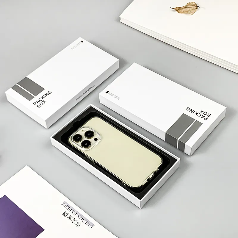 Logotipo personalizado color blanco EVA tapa de cartón y caja base con embalaje de la caja del teléfono