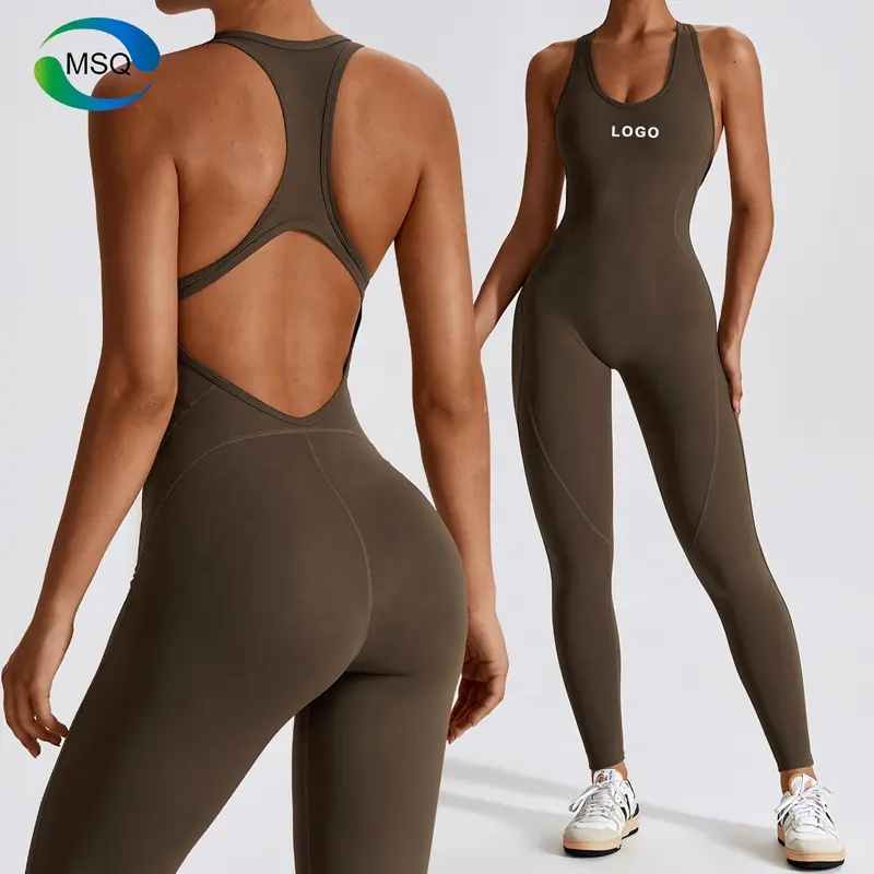 Atacado Soft Sport Wear Romper Yoga Jumpsuits Mulheres ginásio fitness conjuntos Macacões Elastic Active Playsuits macacões