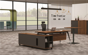 Marco de acero de alta calidad personalizado económico de diseño moderno para escritorio de oficina en forma de L mesa de ordenador superior de madera - Product Image 2