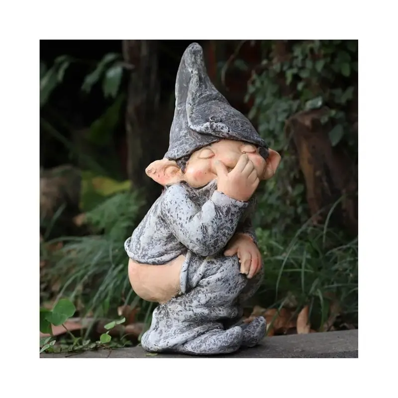 Display Mold Elf Figurine Funny Garden Gnome Miniature Dwarf Figurine Gag Statue Fairy Garden Landscape Yard Decoration Outdoor