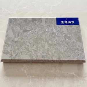 広西省モダンスタイル人工大理石カウンタートップ競争価格ホワイトグレーナチュラルルックカットツーサイズスラブエンジニアリング大理石 - Product Image 4