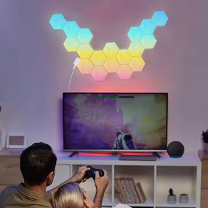 6 adet IR Wifi APP müzik ses kontrolü RGB sihirli renk DIY altıgen Led Panel ışıkları kapalı Esports odası atmosfer ışığı - Product Image 4