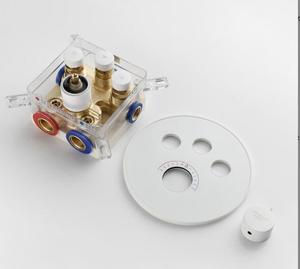 2023 עגול 3-דרך לבן קיר הר פליז משובץ BathroomThermostatic גשם ערפל LED מקלחת ברז מערכת