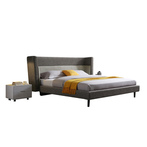 Modern <strong>High</strong> <strong>Back</strong> King Size <strong>Bed</strong> with Soft Fabric Solid Wood and Foam Featuring a Round Design for Home Bedroom Furniture