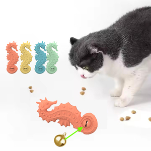 PAISEN lindo pez silicona hierba gatera y cepillo de dientes juguetes para gatos interactivo mascota movimiento interactivo caballito de mar juguete de Limpieza de dientes para gatos - Product Image 1
