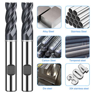 Azzkor TGA HRC65 Solid Carbide 4 Flutes End Mill CNC Cutter Tool for Metal <strong>Weldon</strong> Shank Flat Square Milling Cutter Router Bits - Product Image 4