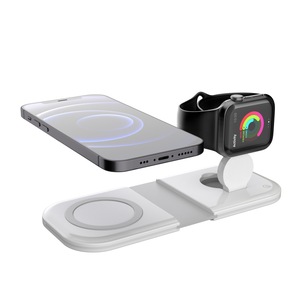 Katlanabilir şarj standı güç istasyonu 2 in 1 manyetik kablosuz şarj Pad 15W hızlı şarj Apple izle iPhone için LED ışık - Product Image 1