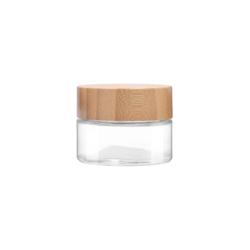 Frasco para cosméticos de 2oz, frasco transparente para cosméticos, recipiente à prova de cheiro, jarra de vidro e vitamina, frasco de bambu, à prova d'água