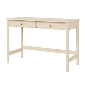 Diseño de perfil de onda directa de fábrica MDF pintura dos cajones escritorio de la computadora mesa de escritura con pata de madera maciza - Product Image 3