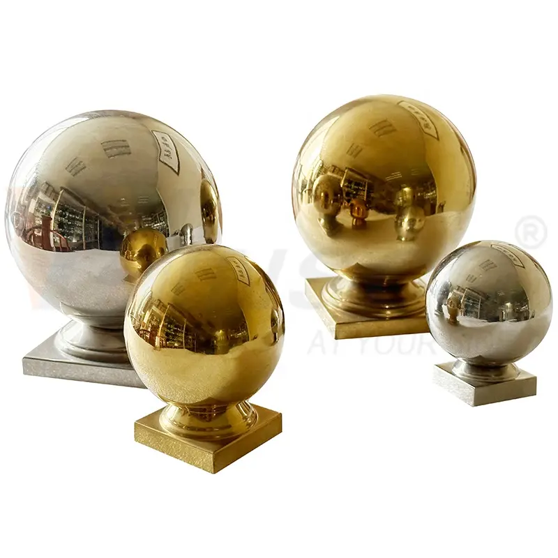 Zaunzubehör SUS 201 304 Silber Gold 150 mm Durchmesser Edelstahl geschweißter Handlauf hohler Ball für 100 mm × 100 mm Vierkantpfosten
