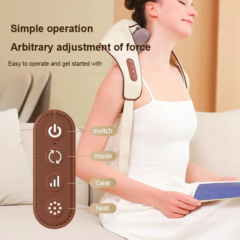 Rolo Shiatsu elétrico aquecido para massagem nas costas, massageador 3D para pescoço e ombros, massageador de corpo inteiro para uso doméstico e no escritório