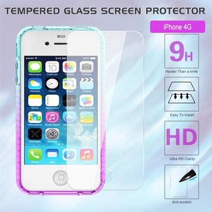 LeYi iPhone <span class=keywords><strong>4S</strong></span> için temperli cam ekran koruyucu ile [2 paket] moda yumuşak silikon telefon kapak