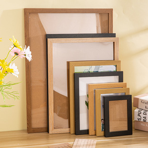 กรอบรูปไม้แข็งแบบออริจินัลกรอบรูปแบบลอยปรับแต่งโลโก้ได้สีไม้ - Product Image 1