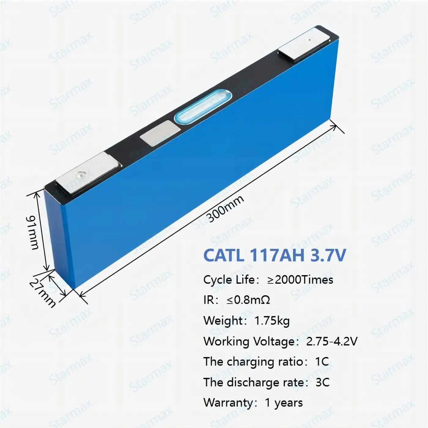 סטארמקס Catl 3.7V 117Ah Nmc סוללות ליתיום יון נטענות Ncm 3.7V תא פריזמטי גולף עגלת Nmc סוללת ליתיום לרכב חשמלי