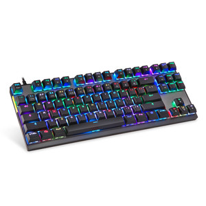 Teclado pequeño personalizado de fábrica, 87 teclas, Rosa, con cable, mecánico, RGB, translúcido, idioma ruso, para videojuegos - Product Image 1