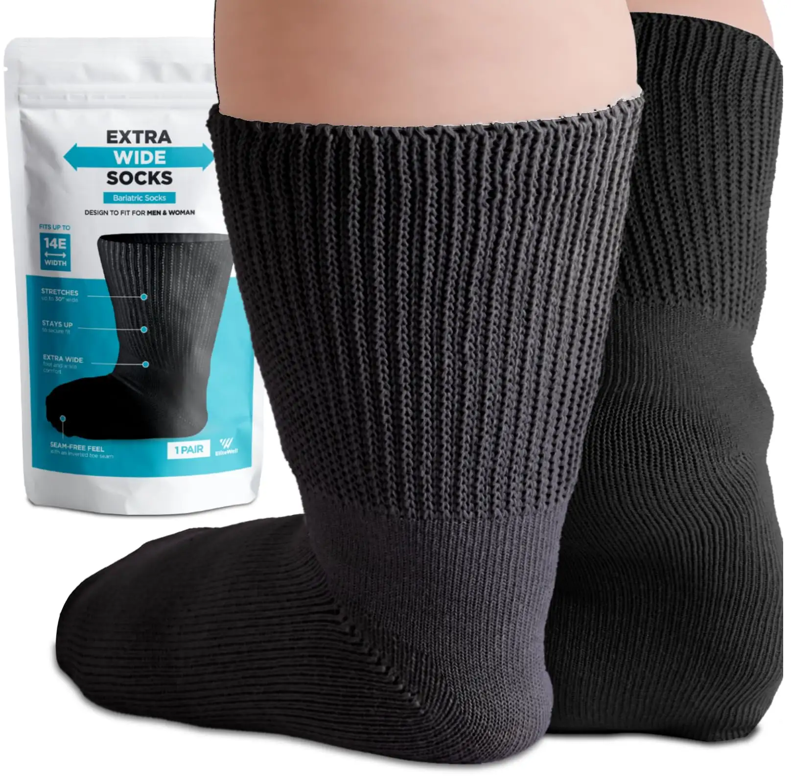 Bequeme Männer Frauen Tapedes ign Extra große, super breite Baumwoll socken, nicht bindende Diabetikers ocken