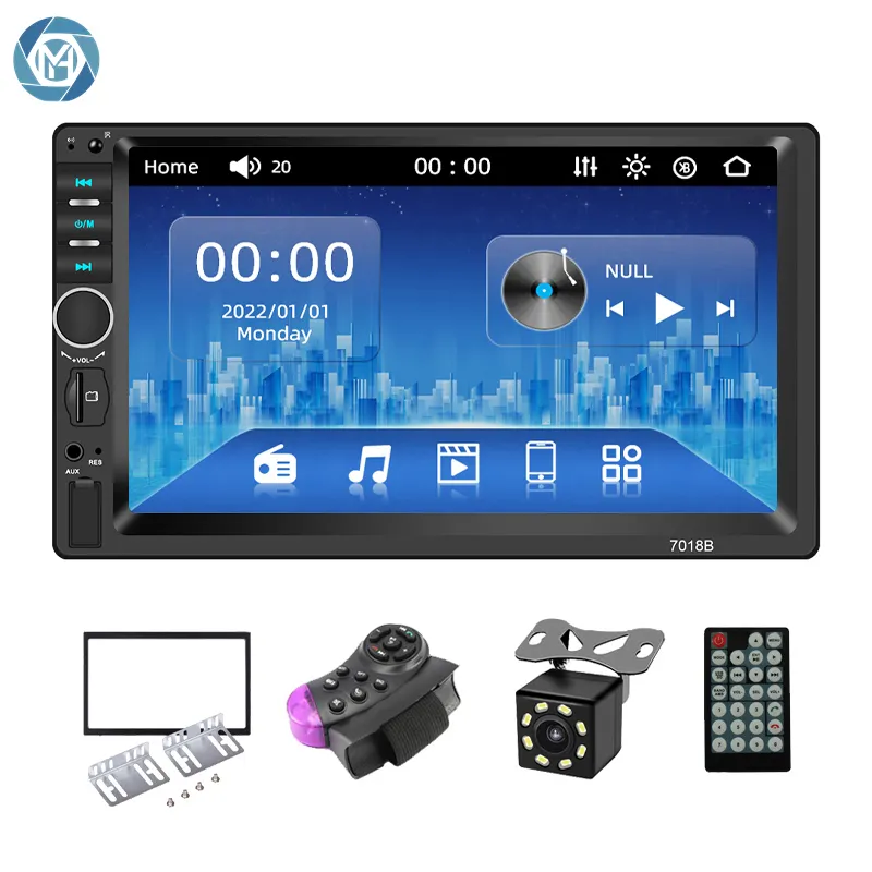 Hengmao novo player multimídia 7018b, 7 polegadas, 2din, mp5, dvd, player de vídeo, bt, fm, áudio universal, touch screen 2 din, 7 polegadas, rádio, estéreo de carro