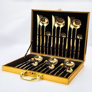 餐具叉刀勺黑金餐具不锈钢餐具24件套带木箱 - Product Image 4