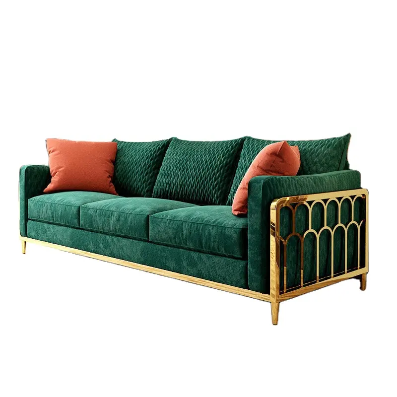 Set Sofa Rumbai Lapis Kain untuk Rumah, Set Perabot Ruang Tamu Sofa Beludru