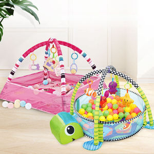 教育用の新しいマット2024子供用プレイマット3in1ベビージムアクティビティおなかタイムプレイマット30個のオーシャンボール付き