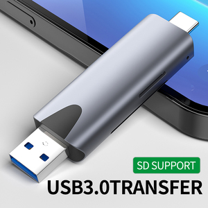 Fabrika en çok satan OEM/ODM USB2.0 3.0/tip-c SD TF okuyucu alüminyum alaşım kabuk yüksek hızlı kart USB tip-c/OTG kart okuyucu - Product Image 3